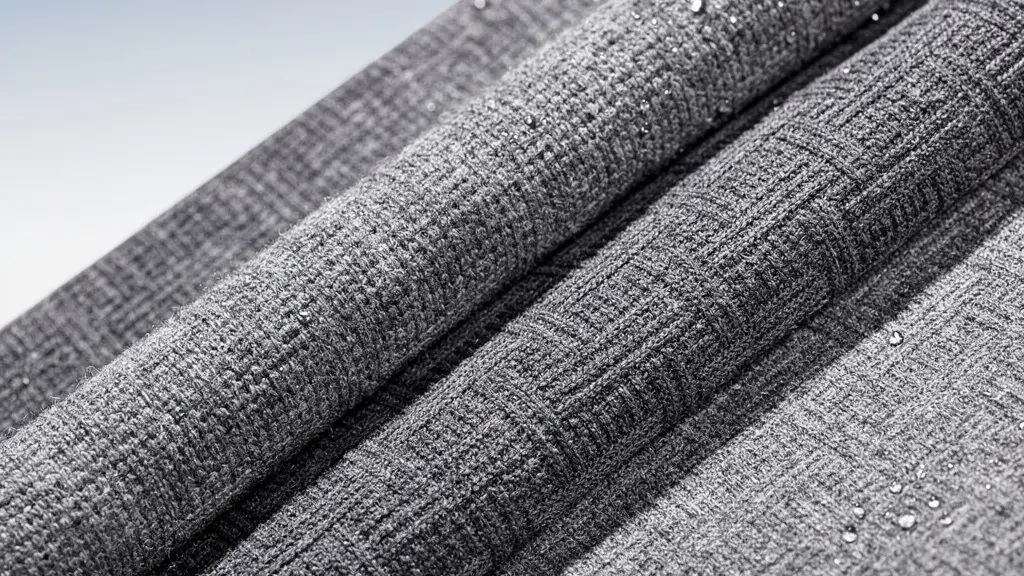 Détail macro de tissus techniques superposés pour le ski de fond